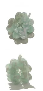 Top and side view of mint green acetate clover hair claw clip with marble texture
