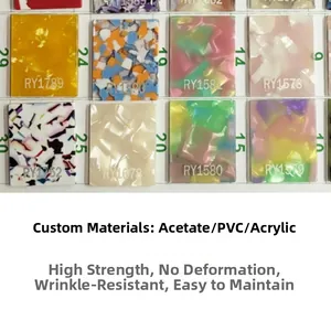 Detailed color chart for acetate and acrylic hair combs showing patterns and durability