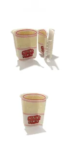 Detail view of the creative instant ramen cup shaped hair claw clip in creamy white finish