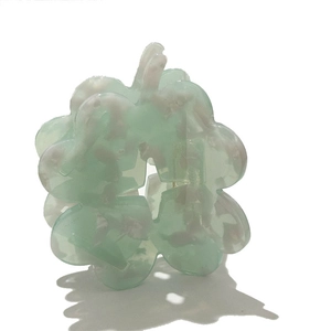 Elegant mint green four-leaf clover acetate hair claw clip with marble texture for women