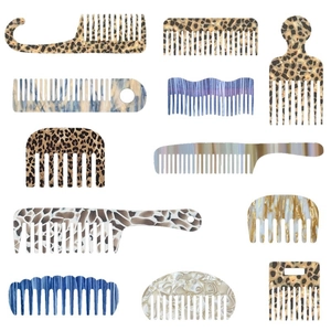 Elegant acetate hair comb collection with various leopard and marble texture designs