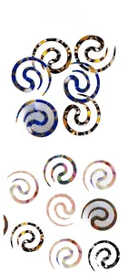 Macro view of assorted acrylic spiral ear tapers with leopard and marble patterns