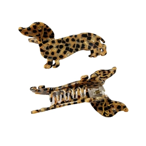 French style dachshund claw clip with vintage tortoiseshell pattern for hair styling