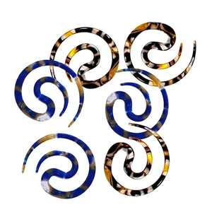 French minimalist spiral hair twist pin and marble acrylic spiral hair jewelry set
