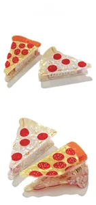 Close-up of creative pizza hair claw clips in yellow and white marble acetate finish