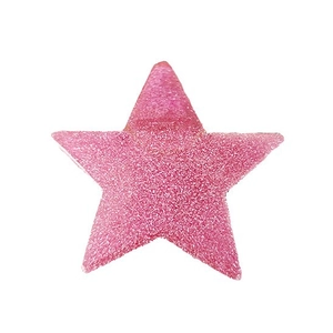 Pince à cheveux rose en forme d'étoile avec une texture givrée sur fond blanc pur