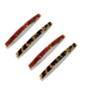 French Acetate Hair Clip Elegant Tortoiseshell Leopard Print Barrette For Women Vintage Slim Spring Hairpin Styling Accessory