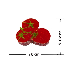 Graziosa pinza per capelli a forma di pomodoro rosso con foglie verdi, misura 7x5cm
