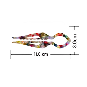 Épingle à cheveux élégante en acétate marbré français avec détails de taille de 11 cm