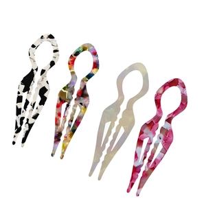 Lot de 4 épingles à cheveux élégantes en acétate avec motifs marbre et écaille