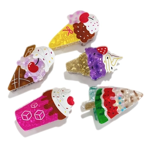Sweet Ice Cream and Watermelon Shaped PVC Hair Claw Clip Colorful Summer Food Design Shark Clip For Women Girls Hair Accessories