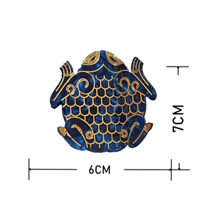 Blue marble acetate frog hair claw clip with golden patterns, size 7x6cm, white background