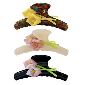 Elegant French Style Acetate Tulip Hair Claw Clip Large Floral Shark Clip Hair Accessories For Women INS Style Hair Grip