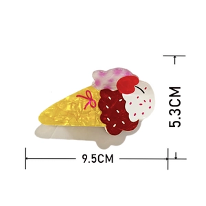 Sweet ice cream cone hair claw clip with colorful marble pattern, 9.5cm length