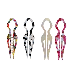 Épingles à cheveux élégantes en acétate style français aux motifs marbre et fleurs