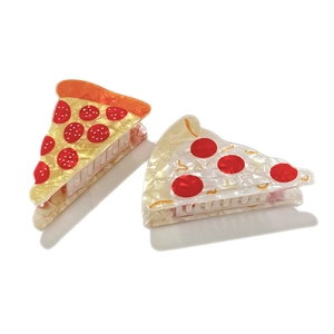 French creative pizza hair claws made of marble-textured acetate for unique hairstyles