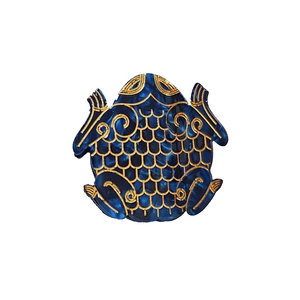 Blue acetate shark hair claw clip with golden marble texture for elegant styling