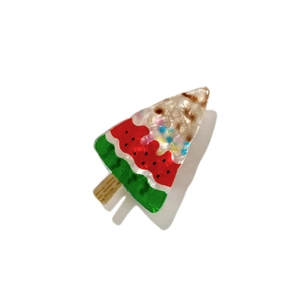 Sweet watermelon ice cream hair claw clip with colorful sequins and green base decoration