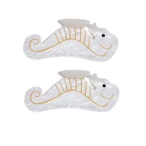 Pince à Cheveux Hippocampe Style Français Acrylique Blanc Ondulé Forme Animale Pince à Cheveux Accessoires Bijoux de Tête Femme