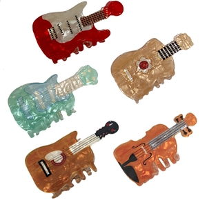 French Minimalist Musical Instrument Guitar Violin Shape Hair Claw Acrylic PVC Shark Clip Medium Size Creative Hair Accessories For Women