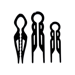 Three-piece set of black acrylic U-shaped French hair pins for elegant bun styling