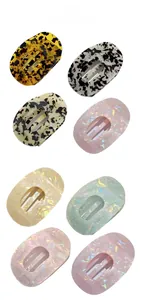 Flat round leopard print acetate hair claw clips in eight various marble patterns