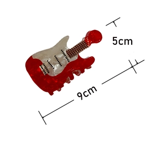 Unique 9cm red acrylic guitar hair claw clip for women's French style hair styling