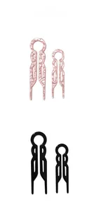 U-shaped acrylic hair pins in pink marble and glossy black for French twist styling