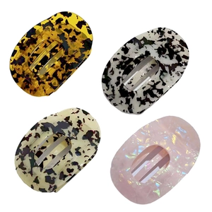 French Vintage Acetate Leopard Print Hair Claw Clip Geometric Oval Hollow Out Hair Grip For Women Styling Hair Accessory