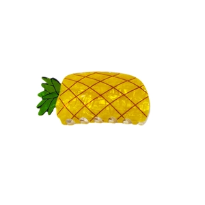 Fresh French pineapple shaped acetate hair claw clip for women with yellow marble texture