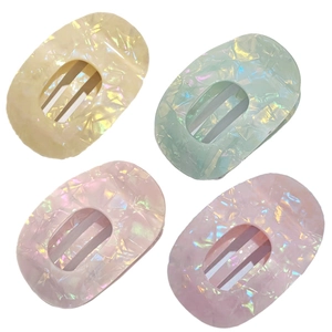 Set of four colorful French leopard pattern acetate oval hair claw clips for women