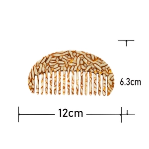 French vintage leopard print acetate hair comb with semicircular design 12cm size