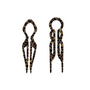 French tortoiseshell acetate U-shaped hair pins with vintage leopard pattern finish