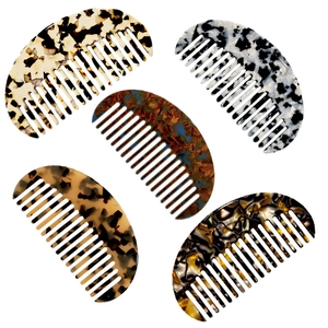 French vintage style acetate hair comb set with geometric patterns and leopard prints