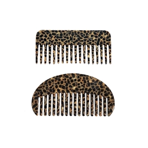 Retro tortoise shell acetate wide tooth hair comb set including rectangular and semicircular styles