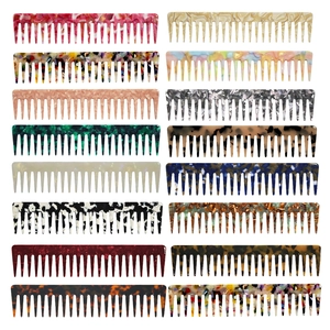 Peigne à Dents Larges en Acétate pour Femmes Antistatique Retro Marbre Écaille de Tortue Peigne Démêlant pour Cheveux Bouclés