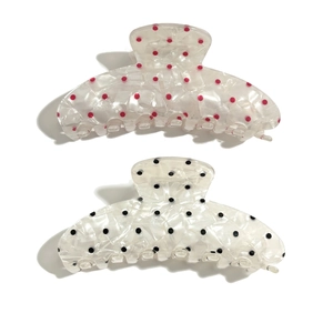 French Style Polka Dot Hair Claw Large PVC Shell Texture Shark Clip Elegant Hair Styling Accessories For Women Daily Use