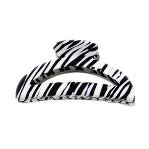 French style zebra pattern large hair claw clip in black and white acetate material