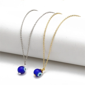 Collana Con Ciondolo Malocchio in Acciaio Inossidabile per Donna Occhio Blu Turco Portafortuna Catena Oro Argento Gioielli Regalo