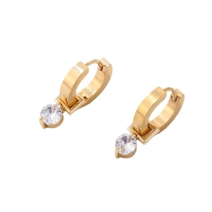 Elegant gold-plated hoop earrings with suspended cubic zirconia crystal drops