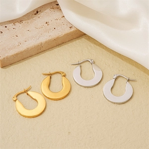 Minimalist Stainless Steel U-shaped Hoop Earrings For Women Lightweight Geometric Polished Jewelry Gold Silver Color Daily Accessory