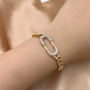 Light Luxury Gold Plated Alloy Zirconia Cuban Link Bracelet For Women Fashion Heart Leopard Star Butterfly Jewelry Gift