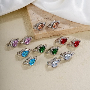 Boucles d'Oreilles Créoles en Cuivre en Forme de Larme avec Strass Taille Poire Pavé Goutte d'Eau pour Femme Bijoux de Mode