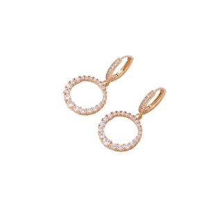 Boucles d'oreilles créoles dorées géométriques serties de zircons pour femmes