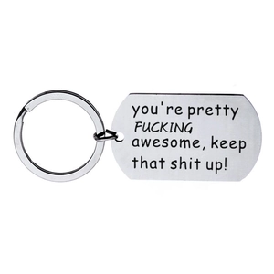 Edelstahl Graviert Dog Tag Schlüsselanhänger Inspirierender Lustiger Spruch Schlüsselring Geschenk Für Paare Damen Herren Silber