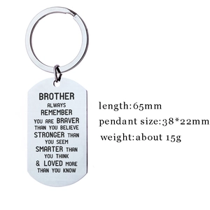 Inspirational stainless steel keychain for brother with engraved motivational quote