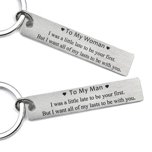 Stainless Steel Couples Keychain Set To My Man Woman Engraved Heart Pendant Brushed Metal Romantic Valentine Day Gift