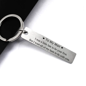 To My Man stainless steel rectangular keychain with engraved romantic message for couples