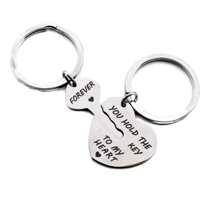 You Hold The Key To My Heart Forever Couples Stainless Steel Keychain Necklace Heart Key Pendant Jewelry Valentine's Day Gift