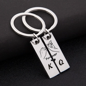 Lot de Porte-clés Couple en Acier Inoxydable Forever Love Promesse du Petit Doigt Cœur Roi Reine Cadeau Saint-Valentin